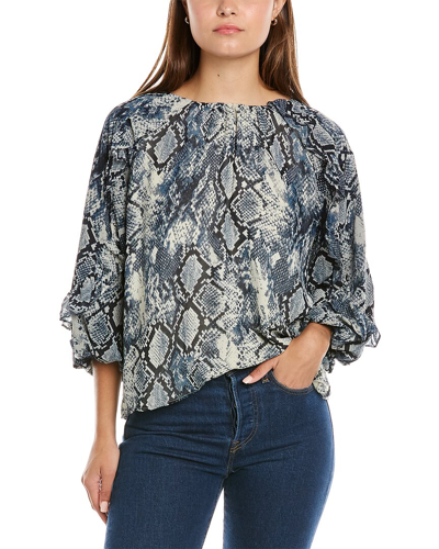 Shop Vince Camuto Snake Print Blouse In Grey