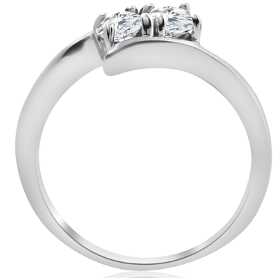 Pompeii3 1/2 Ct Two Stone Diamond Forever Us Engagement Ring 10k White Gold In White
