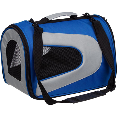 Shop Pet Life Sporty Mesh Airline Approved Zippered Folding Collapsible Travel Pet Dog Carrier In Blue