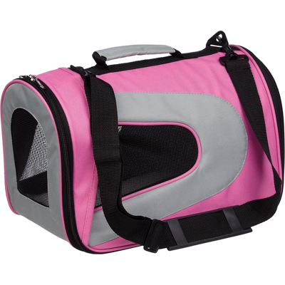 Shop Pet Life Sporty Mesh Airline Approved Zippered Folding Collapsible Travel Pet Dog Carrier In Pink