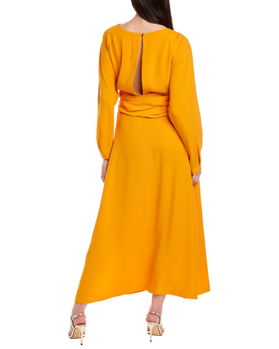 Shop Oscar De La Renta Silk-lined Midi Dress In Yellow