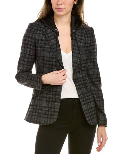 Shop Elie Tahari Plaid Blazer In Grey