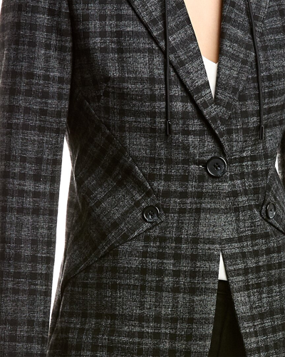 Shop Elie Tahari Plaid Blazer In Grey