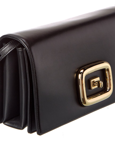Shop Roger Vivier Viv' Choc Leather Shoulder Bag In Black
