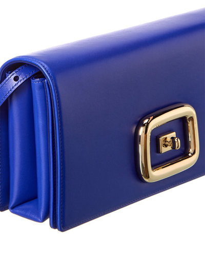 Shop Roger Vivier Viv' Choc Leather Shoulder Bag In Blue