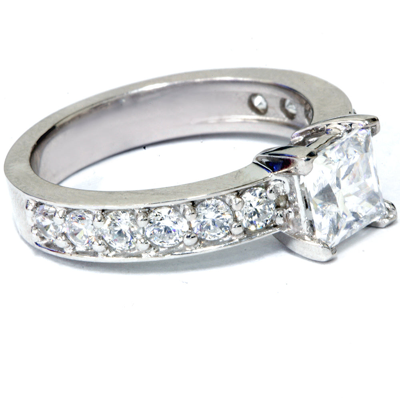 Pompeii3 2 Ct Princess Cut Diamond Engagement Ring 14k White Gold In Silver