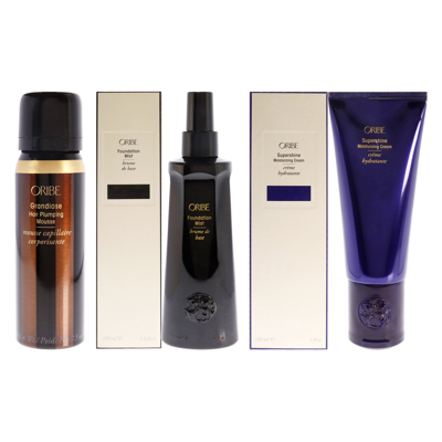Shop Oribe Foundation Mist And Grandiose Hair Plumping Mousse And Supershine Moisturizing Cream Kit By  Fo In Purple