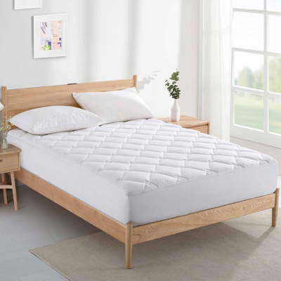 Shop Puredown Peace Nest Rhombic-quilted Down Alternative Mattress Pad With Tc300 100% Cotton Cover In White