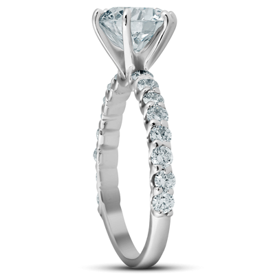 Pompeii3 1 3/4 Ct Round Cut Diamond Engagement Ring 14k White Gold In Silver
