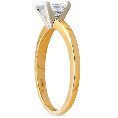 Pompeii3 1ct Princess Cut Diamond Solitaire 14k Yellow Gold Engagement Ring In Silver