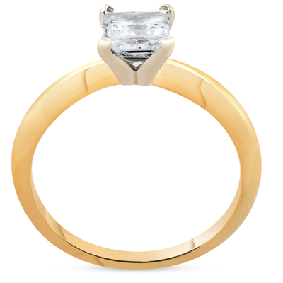 Pompeii3 1ct Princess Cut Diamond Solitaire 14k Yellow Gold Engagement Ring In Silver