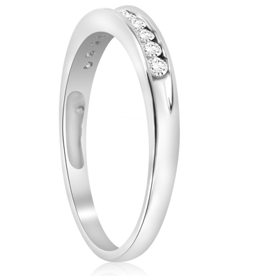 Pompeii3 Platinum 1/4ct Diamond Lab Created Womens Wedding Channel Set Ring In Silver