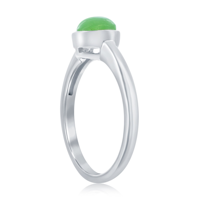 Simona Sterling Silver 6mm Round Jade Solitaire Ring In Green