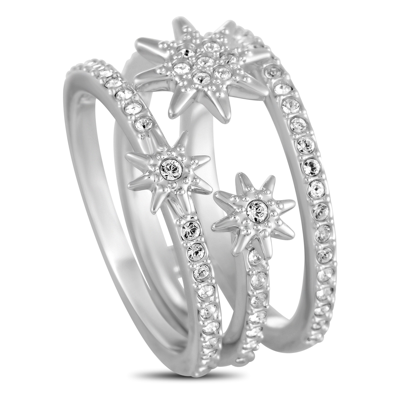 Swarovski Fizzy Rhodium-plated Crystal Ring Set In Silver Tone | ModeSens