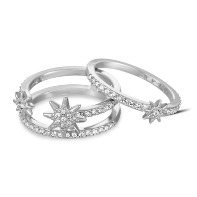 Swarovski Fizzy Rhodium-plated Crystal Ring Set In Silver Tone | ModeSens