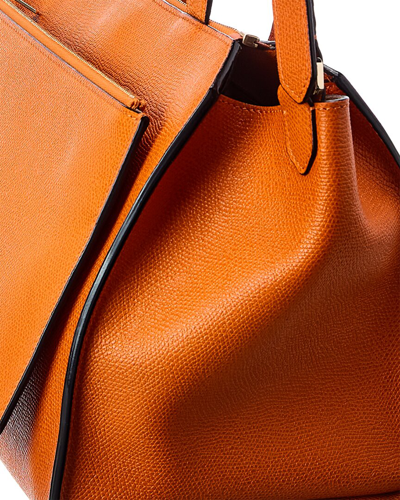 Shop Valextra Passepartout Medium Leather Tote In Orange