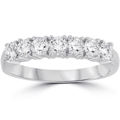 Shop Pompeii3 3/4 Ct Lab Grown Diamond Ex3 7-stone Wedding Ring 14k White Gold In Silver