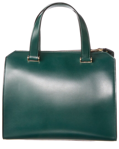 Shop Valextra Passepartout Medium Leather Tote In Green