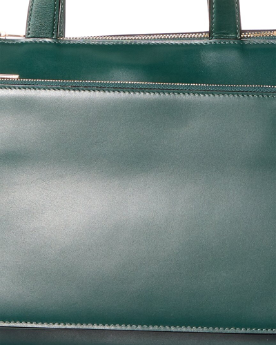 Shop Valextra Passepartout Medium Leather Tote In Green