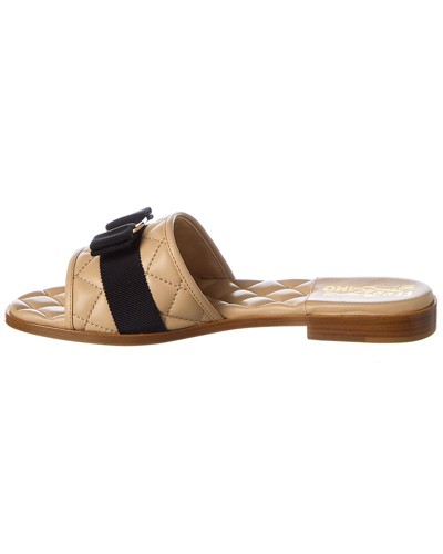 Shop Ferragamo Lovec Q Leather Sandal In Beige