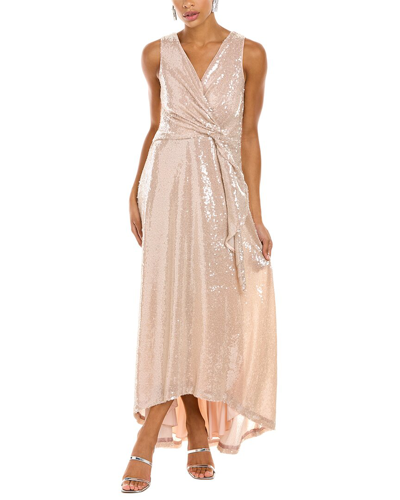 Shop Kay Unger Sequin Twist Dress In Beige
