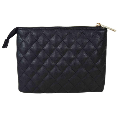 Suzy Levian Small Faux Leather Quilted Clutch Handbag In Black