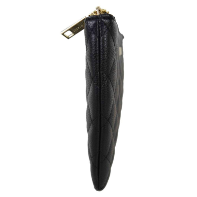 Suzy Levian Small Faux Leather Quilted Clutch Handbag In Black