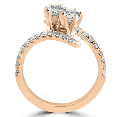 Pompeii3 1 Cttw Diamond 2 Stone Forever Us Engagement Anniversary Ring 14k Rose Gold In Beige