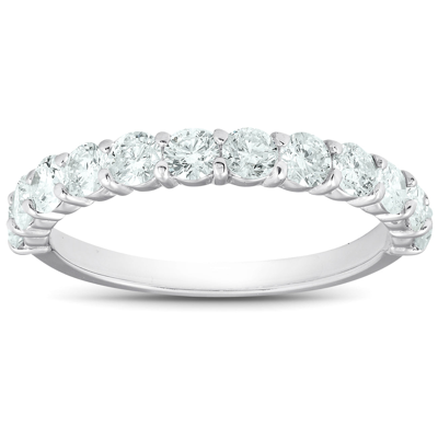 Pompeii3 1ct Diamond Weedding Ring Set 14k White Gold Stackable Engagement Bands In Silver