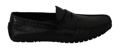Shop Dolce & Gabbana Lizard Leather Flat Loafers Men's Shoes In Black