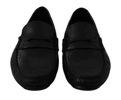 Shop Dolce & Gabbana Lizard Leather Flat Loafers Men's Shoes In Black