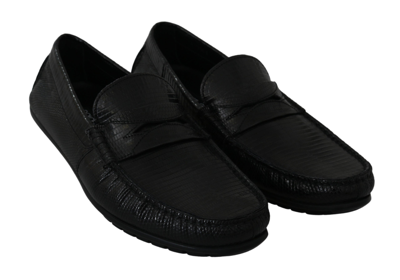 Shop Dolce & Gabbana Lizard Leather Flat Loafers Men's Shoes In Black