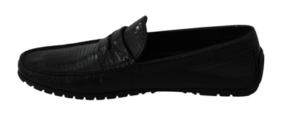 Shop Dolce & Gabbana Lizard Leather Flat Loafers Men's Shoes In Black