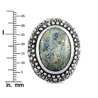 Shop King Baby Silver And Spotted Turquoise Beaded Texture Ring In Grey