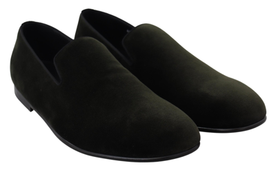 Shop Dolce & Gabbana Velvet Slip On Mens Loafers Men's Shoes In Black