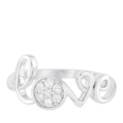 Non Branded Lb Exclusive 14k White Gold 0.10 Ct Diamond Love Ring