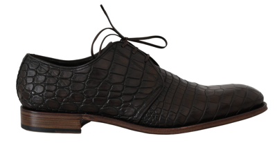 Shop Dolce & Gabbana Patterned Leather Dress Derby Men's Shoes In Black