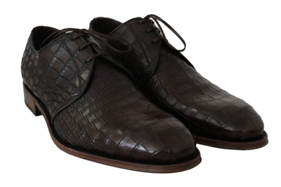 Shop Dolce & Gabbana Patterned Leather Dress Derby Men's Shoes In Black