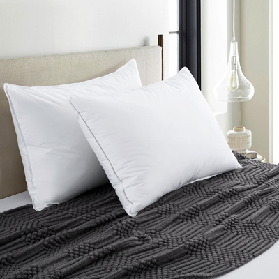 Shop Puredown Peace Nest 2pcs 100% Grey Duck Down Fiber Bed Pillow In White