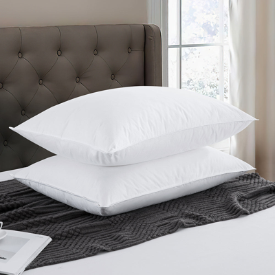 Shop Puredown Peace Nest 2pcs 100% Grey Duck Down Fiber Bed Pillow In White