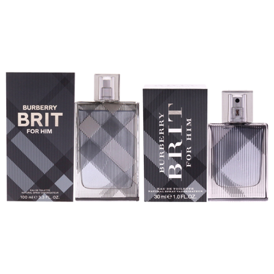 Shop Burberry Brit Kit By  For Men - 2 Pc Kit 1oz Edt Spray, 3.3oz Edt Spray In Black