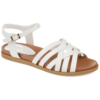 Journee Collection Women's Kimmie Strappy Flat Sandals In White
