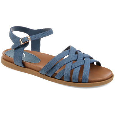 Journee Collection Women's Kimmie Strappy Flat Sandals In Blue