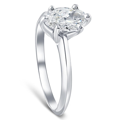 Pompeii3 Certified Platinum 1 Ct Oval Cut Natural Diamond Solitaire Engagement Ring G/si1 In Silver