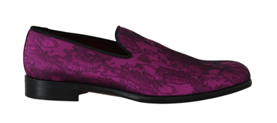 Shop Dolce & Gabbana Jacquard Loafers Dress Formal Men's Shoes In Purple