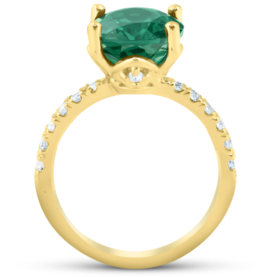 Pompeii3 Emerald & Diamond 3/8 Ct Ring 14k Yellow Gold In Multi
