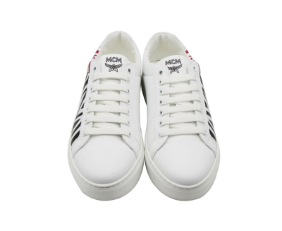 Shop Mcm Women's Leather Logo Low Top Sneaker In White