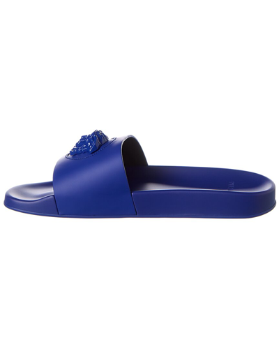 Shop Versace La Medusa Leather Slide In Blue