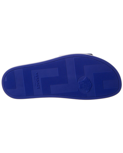 Shop Versace La Medusa Leather Slide In Blue