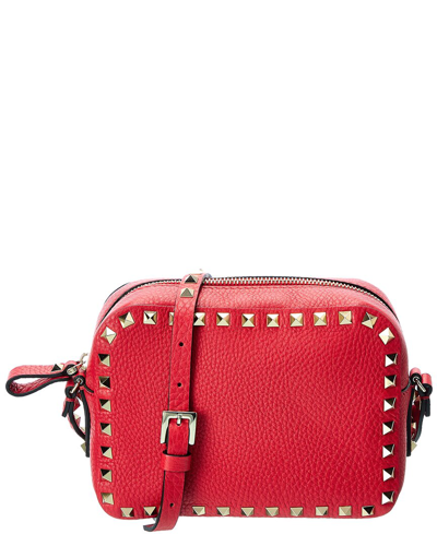 Valentino Garavani Rockstud Rolling Camera Crossbody Bag grainy leather in  red